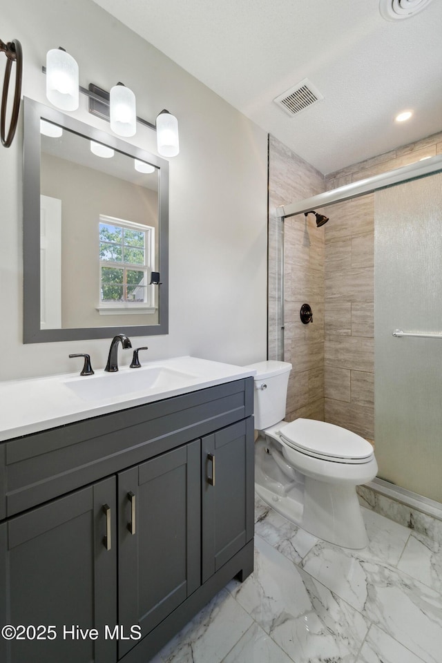 802 Mayfield Ct, Wilmington, NC 28411 - full bath with vanity, a stall shower, and marble finish floors