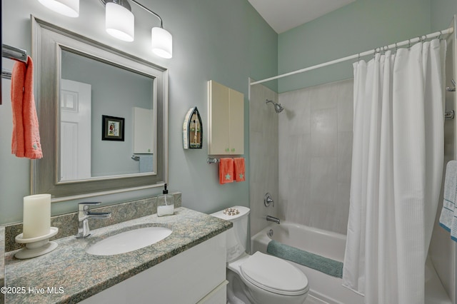 8508 Hammock Dunes Dr, Wilmington, NC 28411 - bathroom featuring shower / bath combination with curtain and vanity