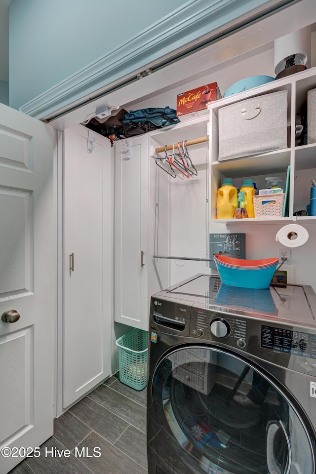 8508 Hammock Dunes Dr, Wilmington, NC 28411 - washroom featuring separate washer and dryer and wood finish floors