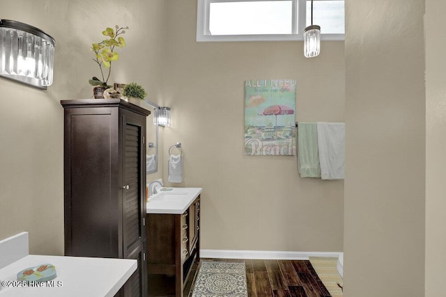 1785 New River Inlet Rd Unit 2, North Topsail Beach, NC 28460 - bathroom with vanity and wood finished floors