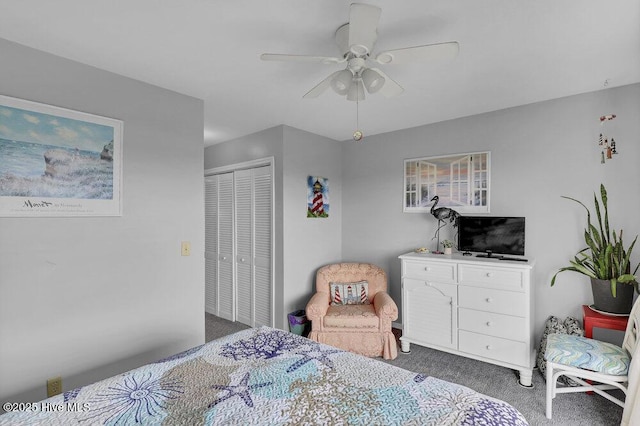 1785 New River Inlet Rd Unit 2, North Topsail Beach, NC 28460 - bedroom featuring carpet, a closet, and a ceiling fan