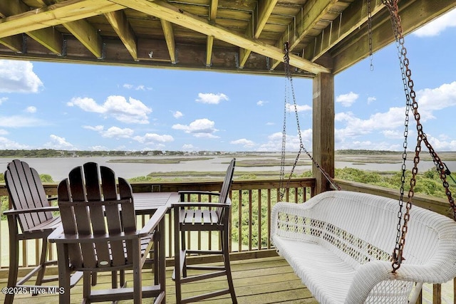 1785 New River Inlet Rd Unit 2, North Topsail Beach, NC 28460 - wooden terrace with a water view