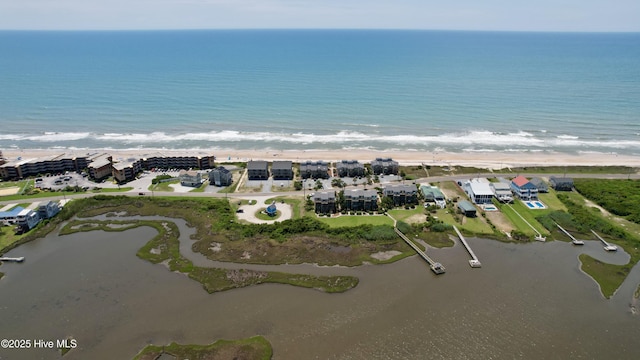 1785 New River Inlet Rd Unit 2, North Topsail Beach, NC 28460 - aerial view of property and surrounding area featuring waterfront with a beach