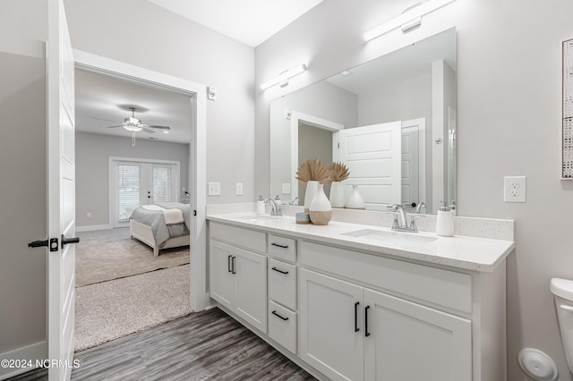 395 S Crow Creek Dr Unit 1712, Calabash, NC 28467 - ensuite bathroom with double vanity, ceiling fan, and wood finished floors