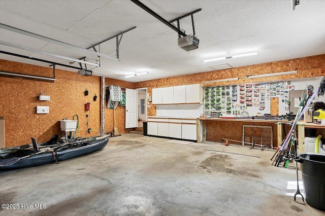 120 Shagbark Ct, Seven Lakes, NC 27376 - garage featuring a workshop area and a garage door opener