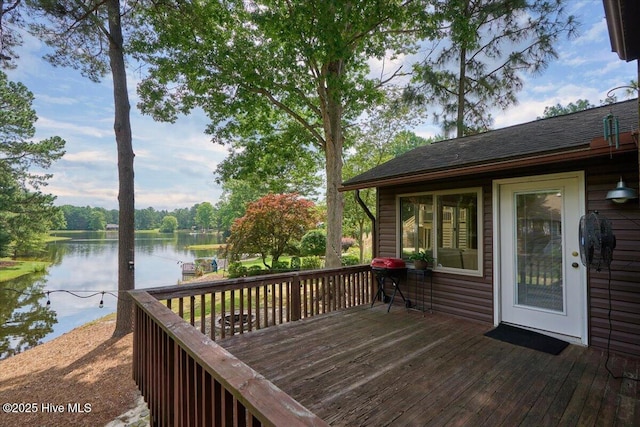 120 Shagbark Ct, Seven Lakes, NC 27376 - wooden terrace featuring a water view
