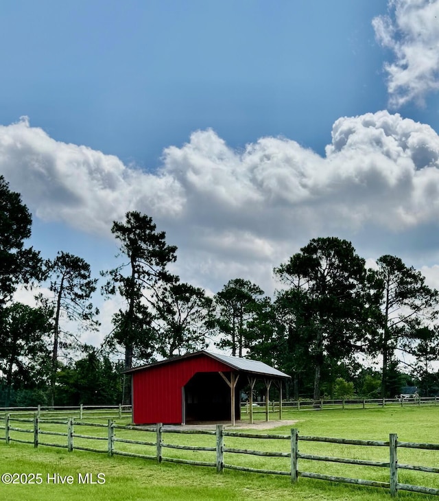 120 Shagbark Ct, Seven Lakes, NC 27376 - horse barn featuring a view of rural / pastoral area