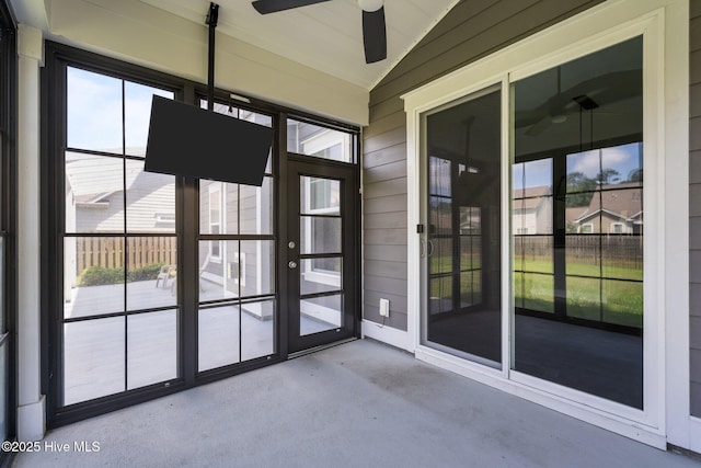 1035 Bent Blade Ln, Wilmington, NC 28411 - unfurnished sunroom with ceiling fan, vaulted ceiling, and healthy amount of natural light