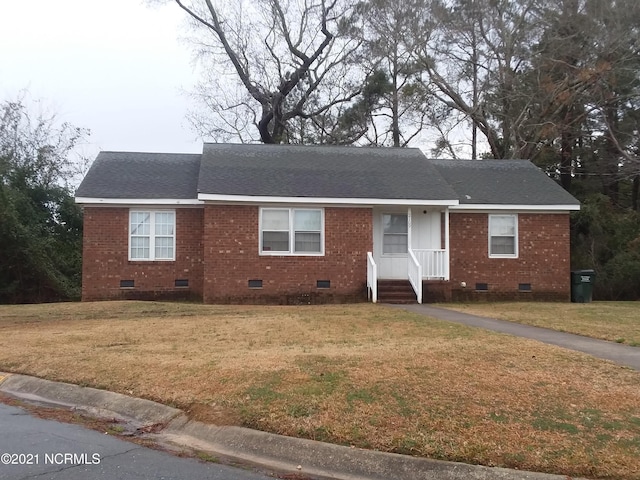 2109 Eastridge Cir, Kinston, NC 28501 - ranch-style house with crawl space, brick siding, and a front lawn