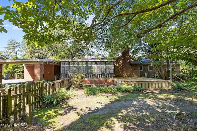 1909 Pawnee Dr, Kinston, NC 28504 - view of yard with a wooden deck