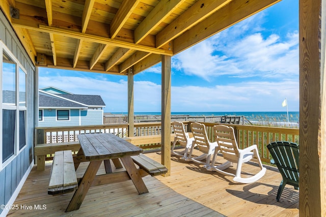 2101 Ocean Dr Unit A, Emerald Isle, NC 28594 - wooden terrace with a water view
