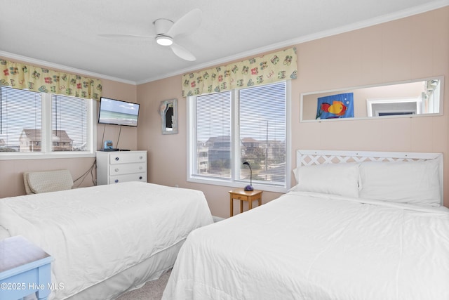 2101 Ocean Dr Unit A, Emerald Isle, NC 28594 - bedroom featuring ornamental molding and ceiling fan