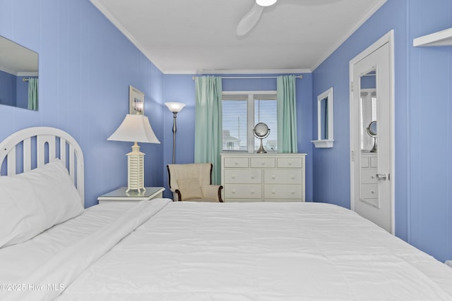 2101 Ocean Dr Unit A, Emerald Isle, NC 28594 - bedroom featuring ornamental molding and ceiling fan