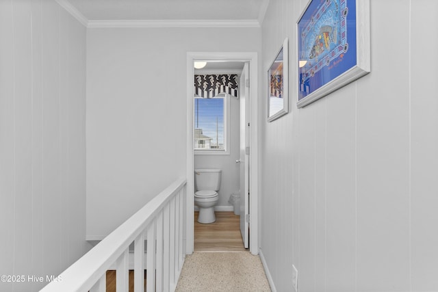 2101 Ocean Dr Unit A, Emerald Isle, NC 28594 - hallway featuring speckle patterned floor and ornamental molding