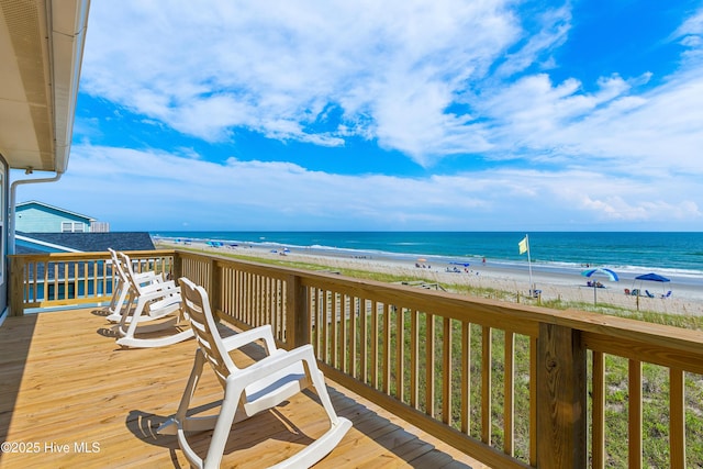 2101 Ocean Dr Unit A, Emerald Isle, NC 28594 - wooden terrace with view of water and beach