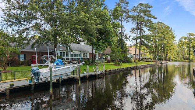 110 Mariners Ct, New Bern, NC 28562 - dock with a water view, boat lift, and a yard