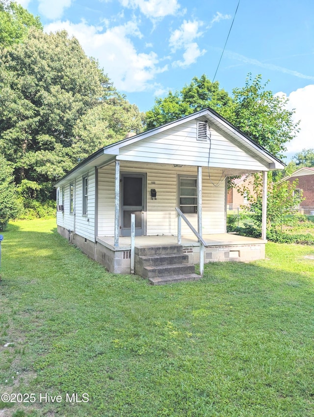 1333 Weldon Ave, Rocky Mount, NC 27804 - view of front of property with covered porch, a front lawn, and crawl space