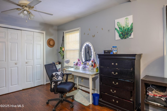 800 S Vance St, Fremont, NC 27830 - office featuring dark wood-type flooring and a ceiling fan