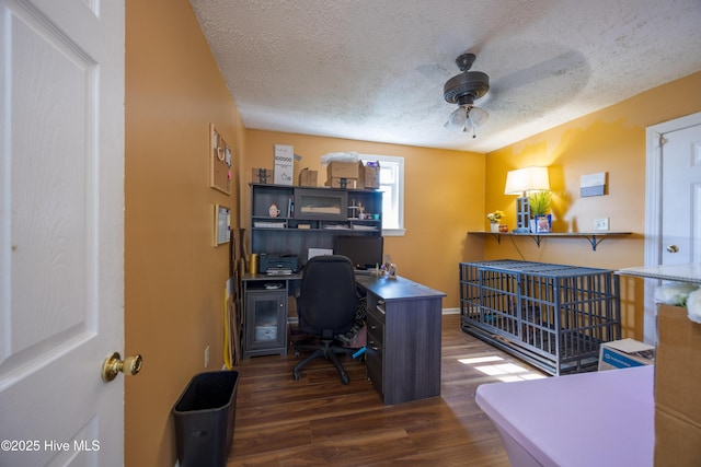 800 S Vance St, Fremont, NC 27830 - office with wood finished floors, a textured ceiling, and ceiling fan