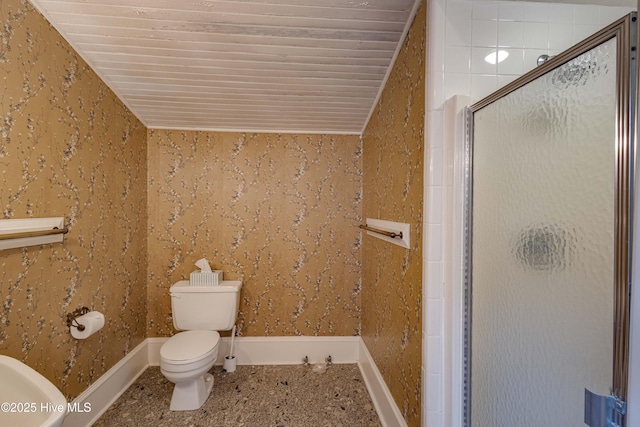 1305 N Market St, Washington, NC 27889 - full bathroom featuring a stall shower and wood ceiling