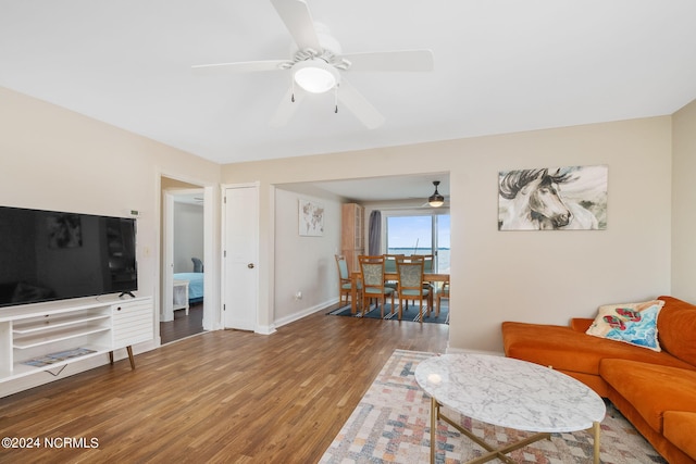 1086 Salter Path Rd, Salter Path, NC 28512 - living room featuring wood finished floors and ceiling fan
