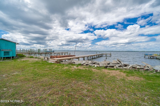 1086 Salter Path Rd, Salter Path, NC 28512 - dock area featuring a water view and a yard