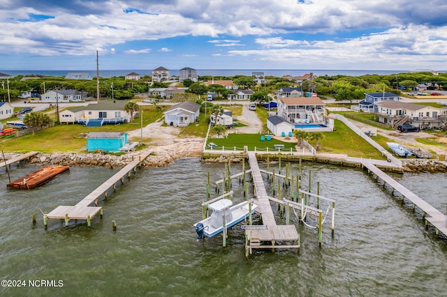 1086 Salter Path Rd, Salter Path, NC 28512 - dock area featuring a water view, boat lift, and a residential view