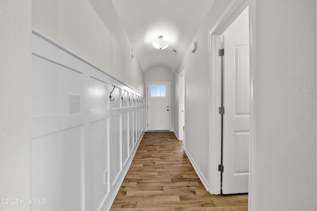 132 Mill Run, South Mills, NC 27976 - corridor with light wood-style floors and vaulted ceiling