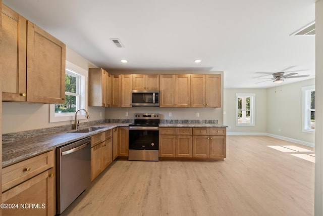72 S Greensboro Rd, Southport, NC 28461 - kitchen featuring stainless steel appliances, light wood-style floors, plenty of natural light, and recessed lighting