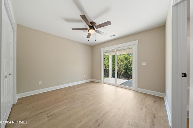 72 S Greensboro Rd, Southport, NC 28461 - unfurnished room featuring light wood-style flooring and ceiling fan