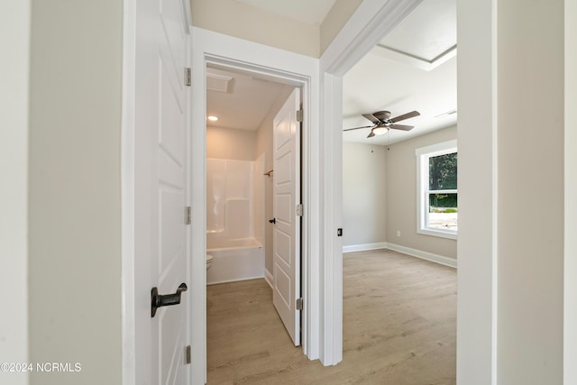 72 S Greensboro Rd, Southport, NC 28461 - hall featuring light wood-style floors and attic access