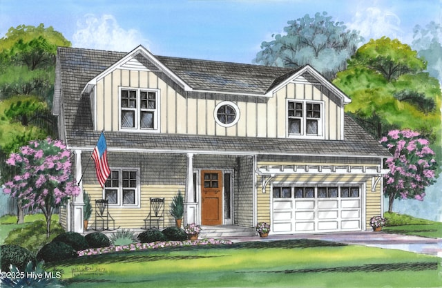105 Waterway Dr, Havelock, NC 28532 - view of front of property with board and batten siding, a garage, a front lawn, and driveway