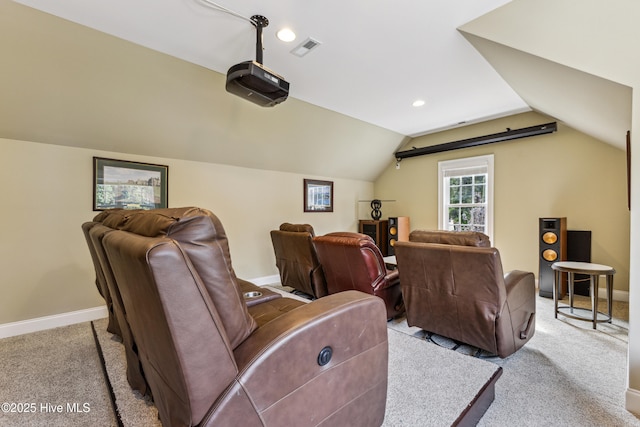 8812 Fazio Dr, Wilmington, NC 28411 - cinema with lofted ceiling, carpet flooring, and recessed lighting