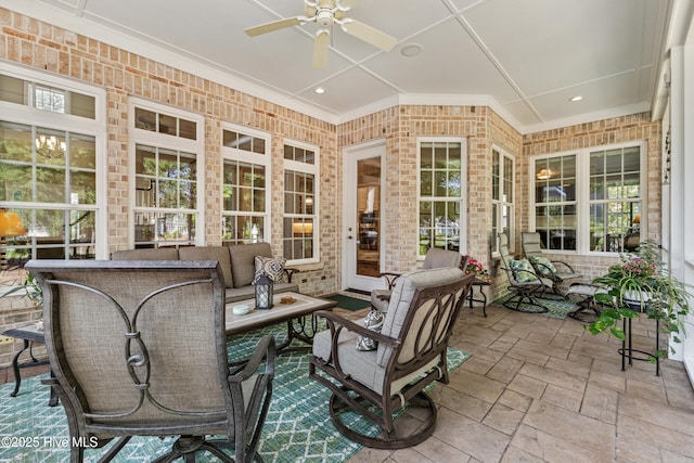 8812 Fazio Dr, Wilmington, NC 28411 - view of patio featuring ceiling fan and an outdoor hangout area