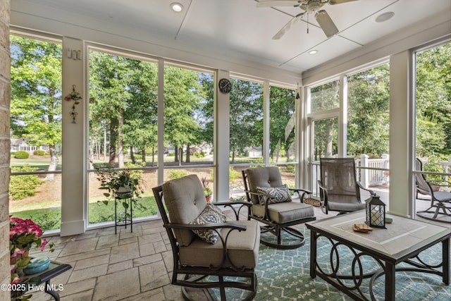 8812 Fazio Dr, Wilmington, NC 28411 - sunroom / solarium featuring ceiling fan