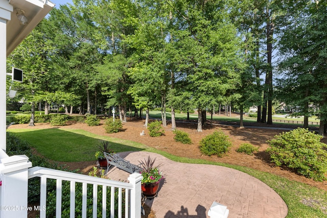 8812 Fazio Dr, Wilmington, NC 28411 - view of yard featuring view of wooded area and a patio area