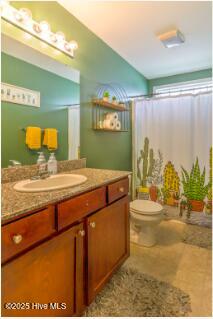 226 Bandon Dr, New Bern, NC 28562 - full bath featuring vanity and a shower with curtain