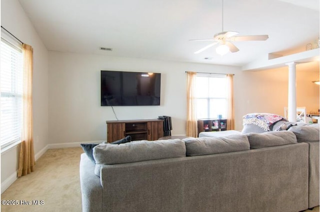 226 Bandon Dr, New Bern, NC 28562 - living area with a ceiling fan and light colored carpet