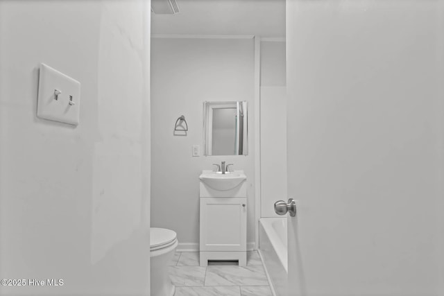 1292 Lake Cole Rd, Midway Park, NC 28544 - full bathroom featuring vanity, marble finish flooring, and crown molding