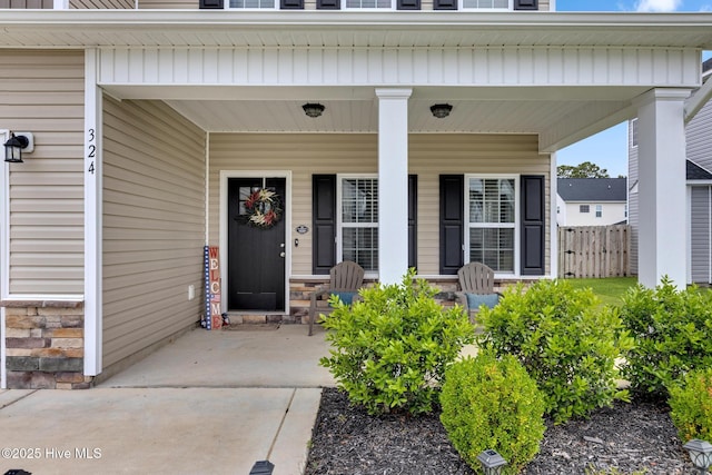 324 Windmill Light Way, Sneads Ferry, NC 28460 - property entrance with a porch and stone siding