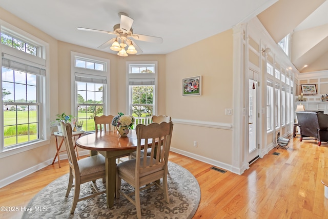 2710 Scarborough Way, Southport, NC 28461 - dining area featuring light wood-type flooring and ceiling fan