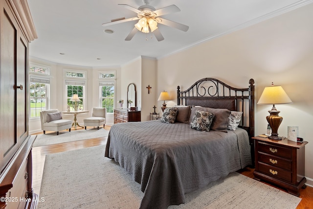 2710 Scarborough Way, Southport, NC 28461 - bedroom featuring wood finished floors, crown molding, and a ceiling fan