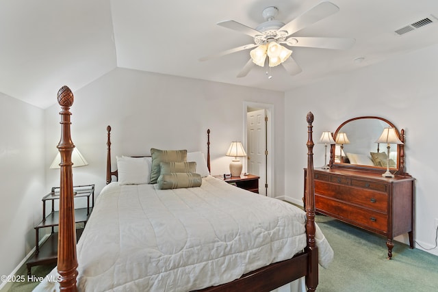 2710 Scarborough Way, Southport, NC 28461 - carpeted bedroom featuring a ceiling fan and lofted ceiling