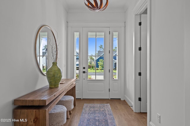 523 Trisail Ter, Wilmington, NC 28412 - entryway featuring light wood-type flooring and ornamental molding