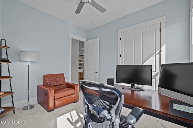 523 Trisail Ter, Wilmington, NC 28412 - carpeted home office featuring ceiling fan and baseboards