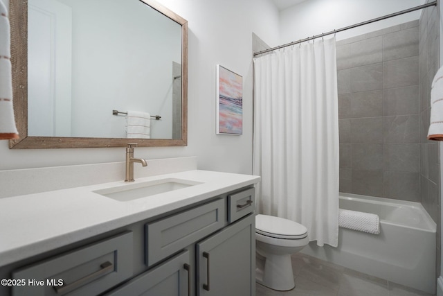 523 Trisail Ter, Wilmington, NC 28412 - bathroom featuring vanity, shower / tub combo, and tile patterned flooring