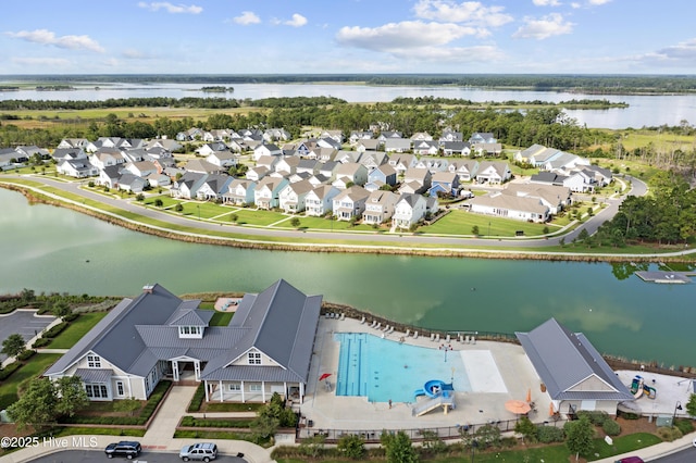 523 Trisail Ter, Wilmington, NC 28412 - aerial view of residential area with a large body of water and a pool