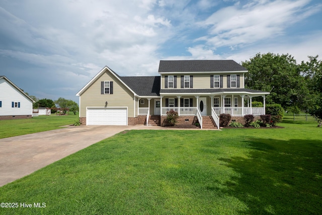 115 Billets Bridge Rd, Camden, NC 27921 - view of front facade with covered porch, concrete driveway, a shingled roof, and crawl space