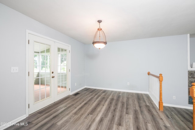 115 Billets Bridge Rd, Camden, NC 27921 - unfurnished dining area with french doors and wood finished floors
