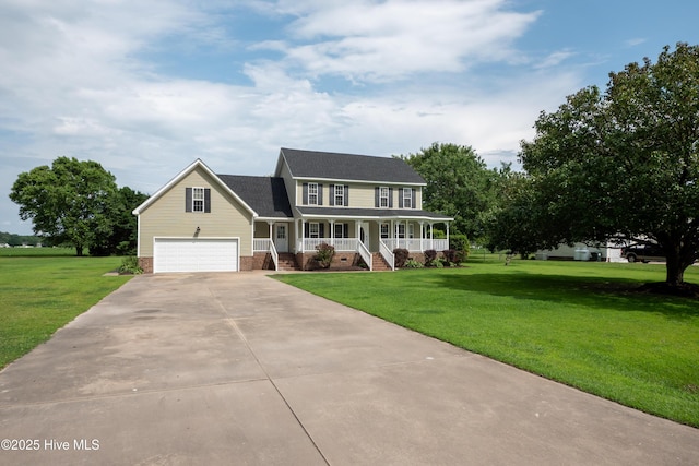 115 Billets Bridge Rd, Camden, NC 27921 - colonial home featuring a porch, concrete driveway, a front lawn, and roof with shingles